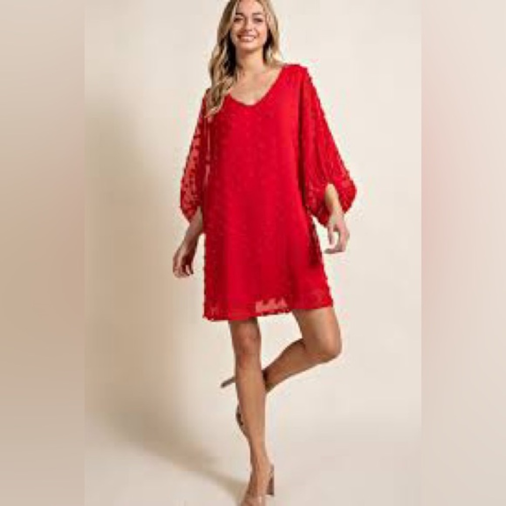 JODIFL Red Mini Dress with Dolman Sleeves - L/XL